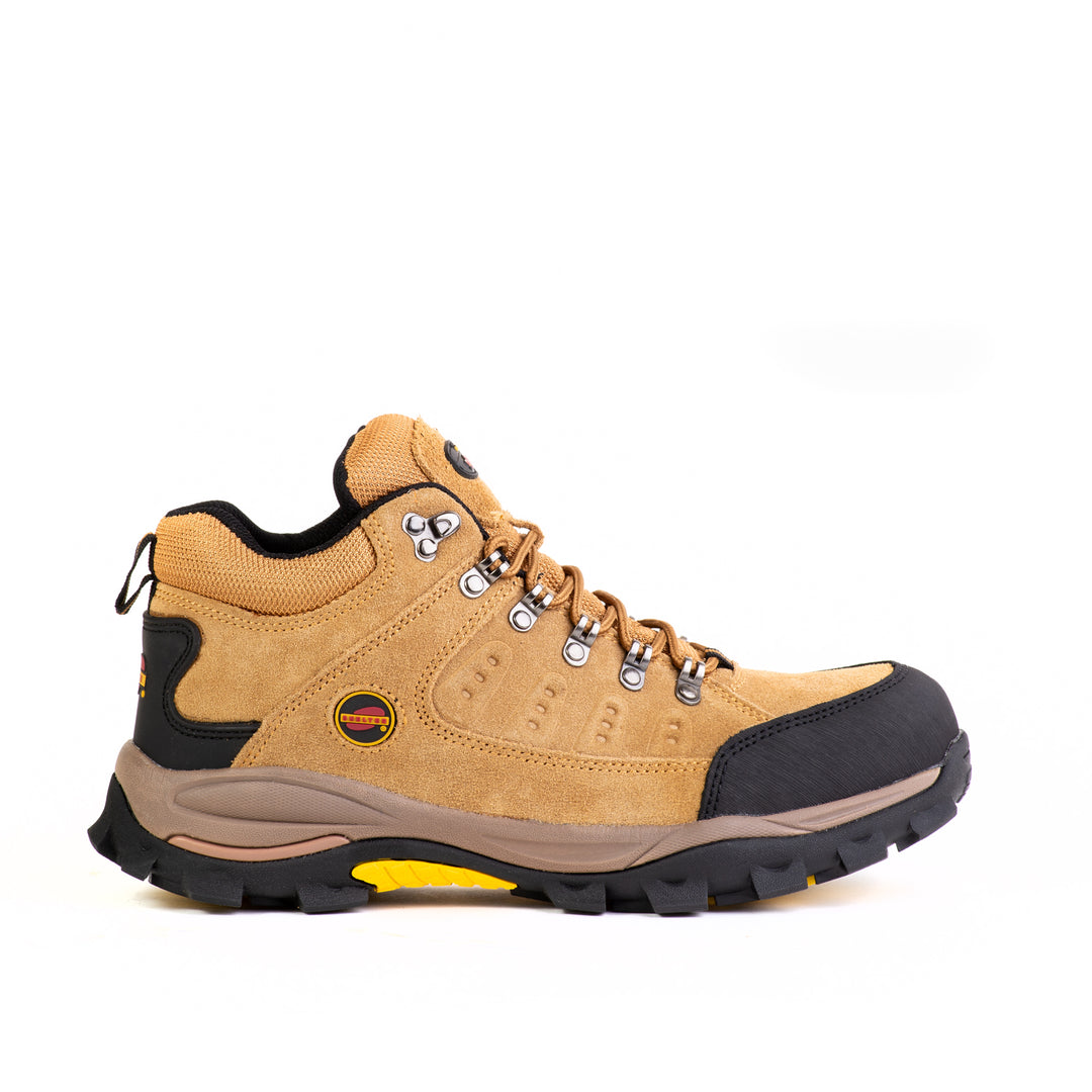 Shelter SH302 Industrial Safety Shoes for Men Durable Steel Toe Work Shoes with Cow Split Leather, Breathable Mesh Lining & Slip-Resistant Sole