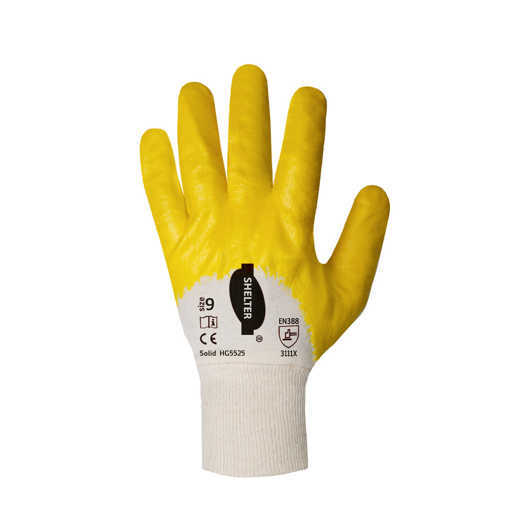 Shelter Solid HG5525 Interlock Cotton Knitted Wrist Gloves - Yellow