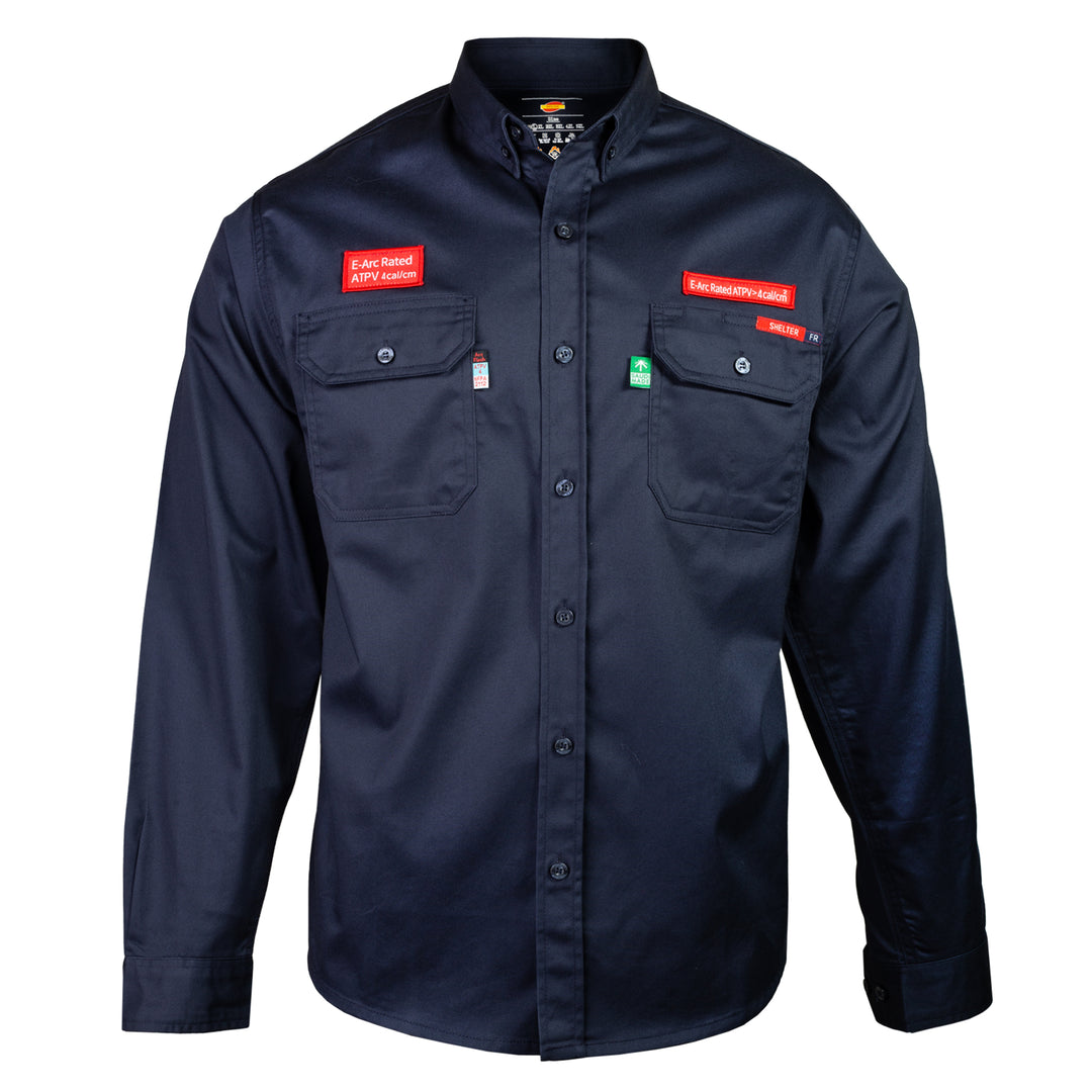 Shelter Panda 201 FR 4 CAL/cm² Arc Flash Protection Shirt 99% Cotton, 1% Antistatic, NFPA 2112, ASTM F1959