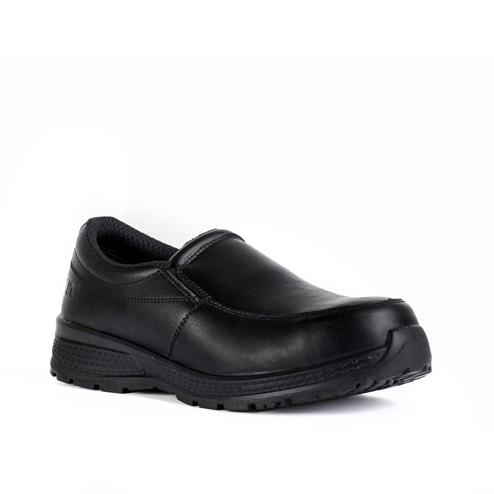 FIT 008 Safety Shoes for Men Lightweight Comfortable Office & Work Shoes with Microfiber Upper, Breathable Mesh Lining & Slip Resistant Sole - Black