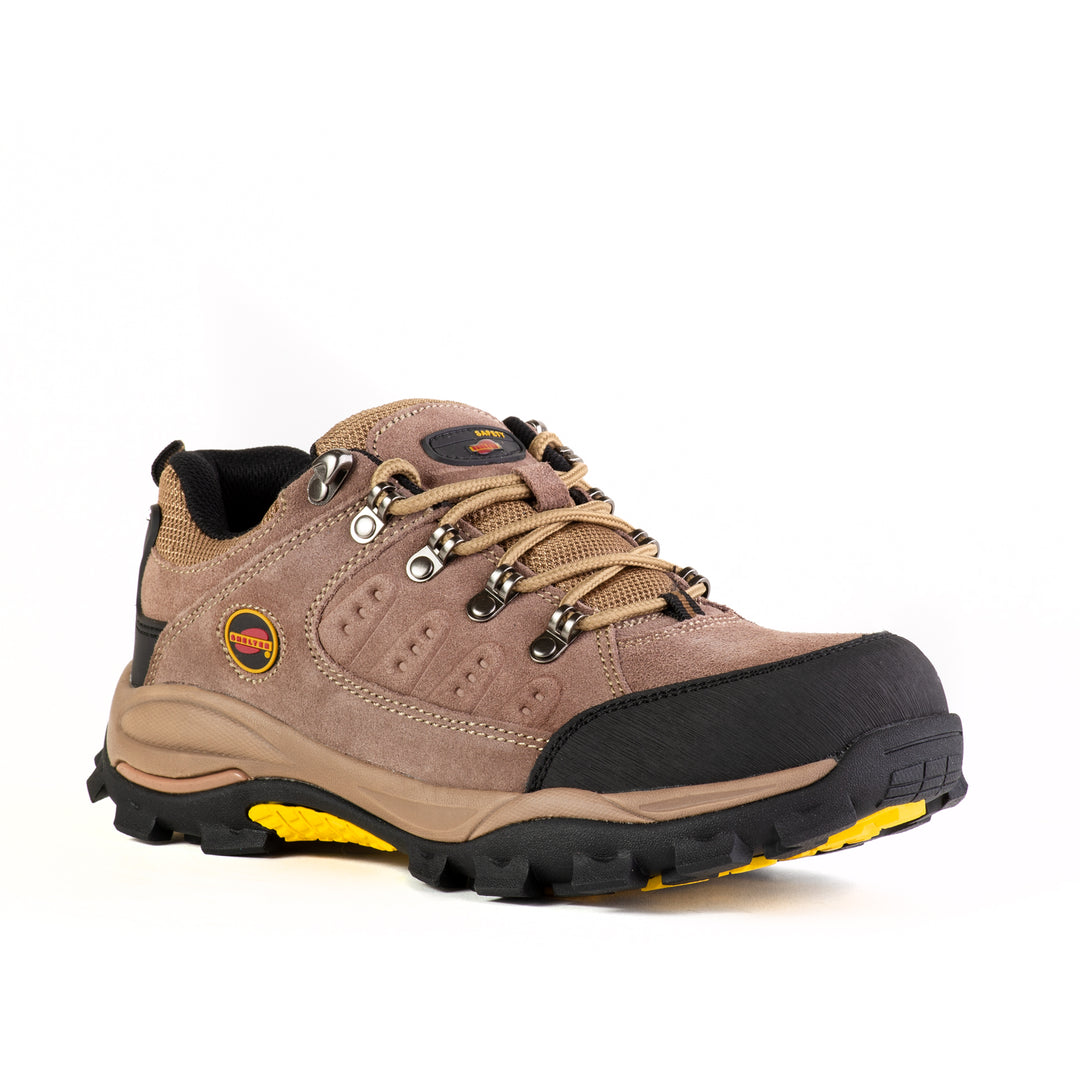 Shelter SH303 Industrial Safety Shoes for Men Steel Toe Work Shoes with Cow Split Leather, Breathable Mesh Lining & Slip-Resistant Sole