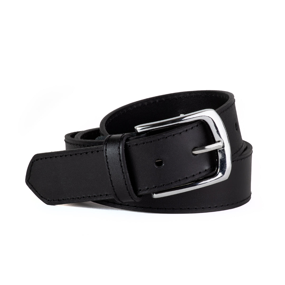 Men's Genuine Leather Belt Classic Black Formal & Casual Belt with Metal Pin Buckle
