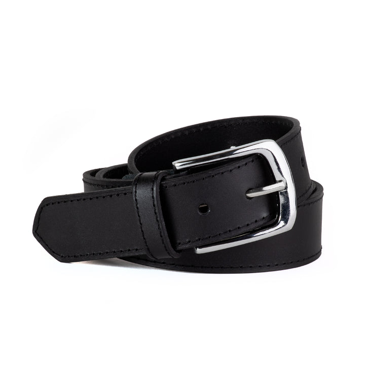 Men's Genuine Leather Belt Classic Black Formal & Casual Belt with Metal Pin Buckle