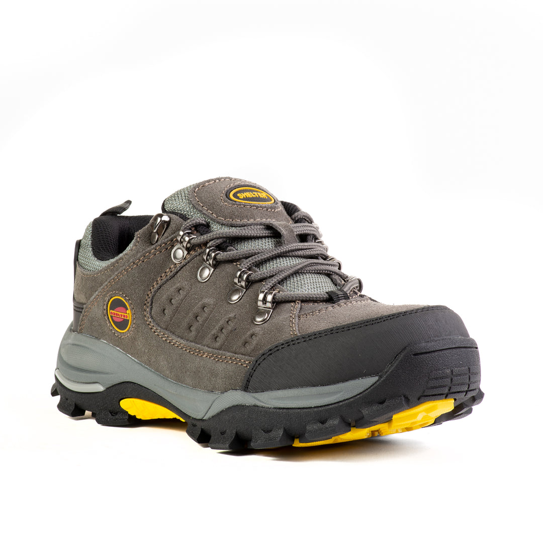 Shelter SH303 Industrial Safety Shoes for Men Steel Toe Work Shoes with Cow Split Leather, Breathable Mesh Lining & Slip-Resistant Sole