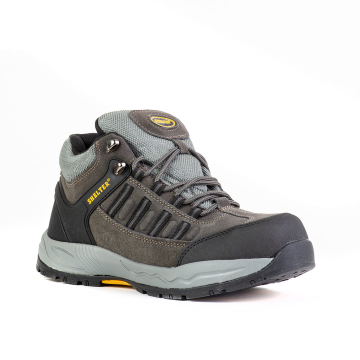 Shelter SH301 Industrial Safety Shoes for Men Durable Steel Toe Work Shoes with Cow Split Leather, Breathable Mesh Lining, and Slip-Resistant Sole