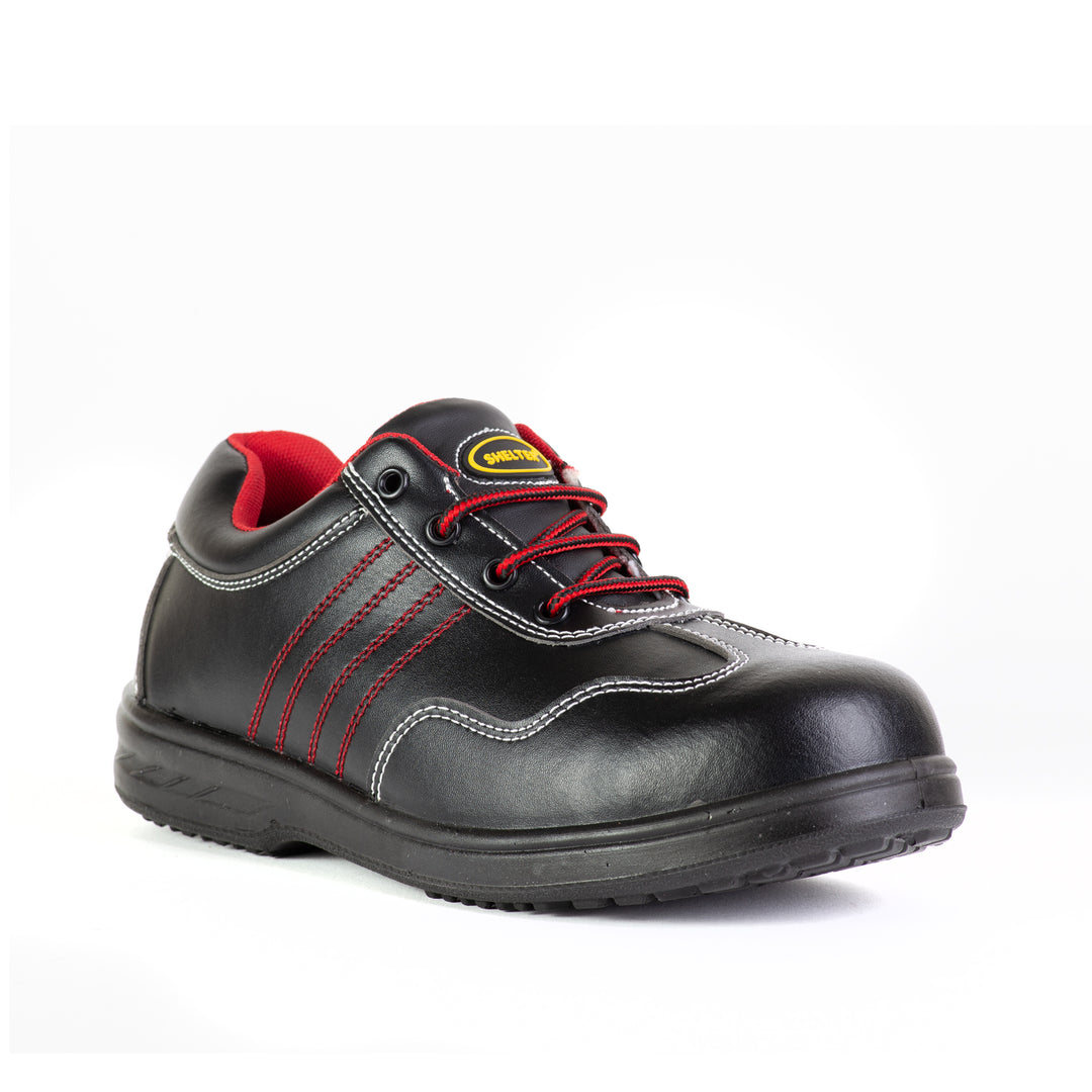 Shelter SH805L Women’s Industrial Safety Shoes Steel Toe, Anti-Slip, Breathable Lining - Black