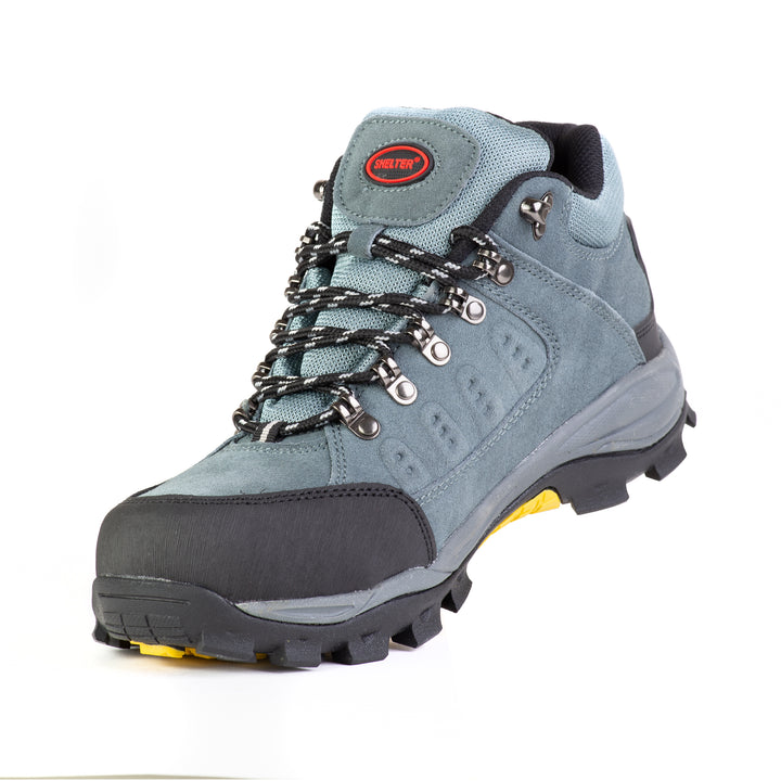 Shelter SH302 Industrial Safety Shoes for Men Durable Steel Toe Work Shoes with Cow Split Leather, Breathable Mesh Lining & Slip-Resistant Sole