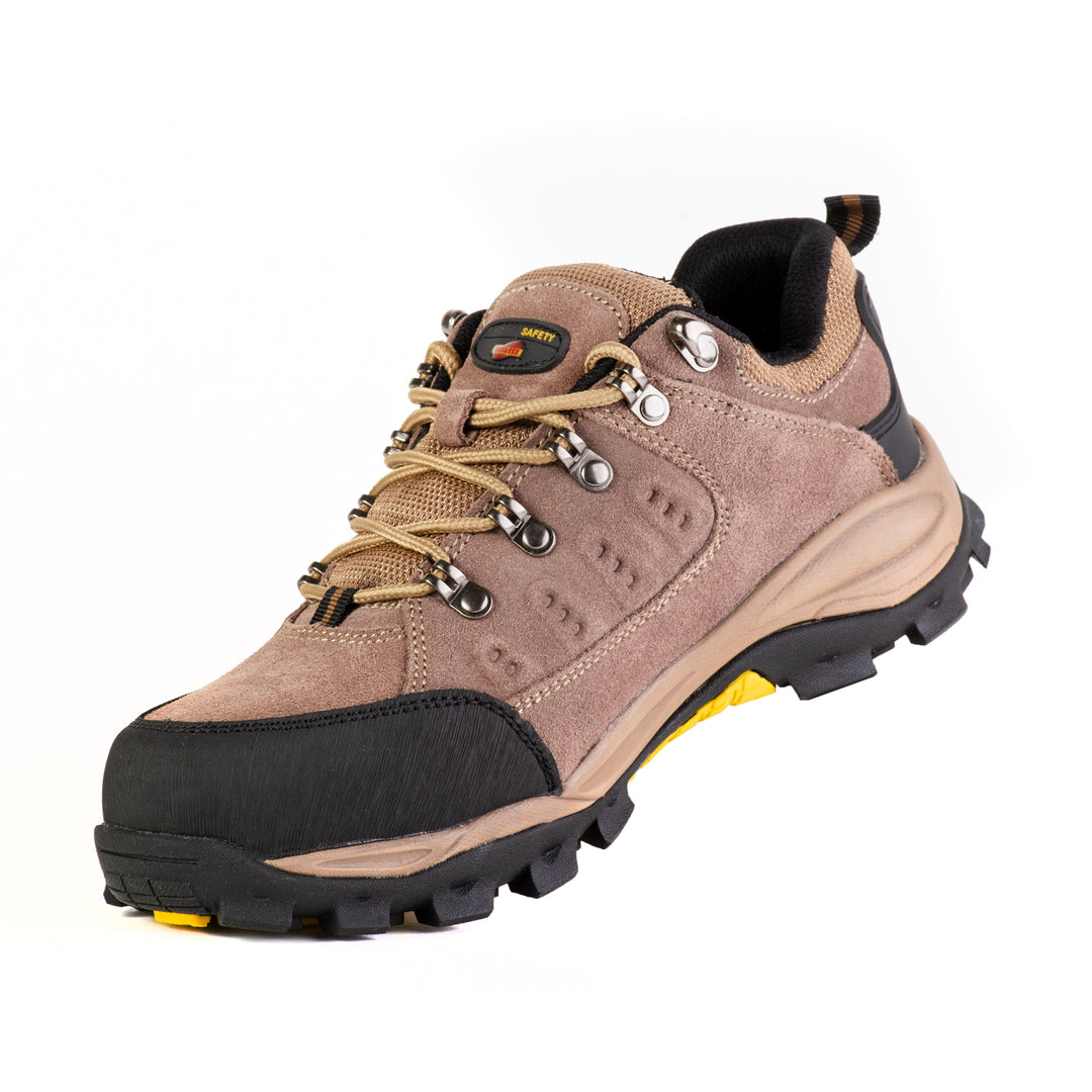 Shelter SH303 Industrial Safety Shoes for Men Steel Toe Work Shoes with Cow Split Leather, Breathable Mesh Lining & Slip-Resistant Sole