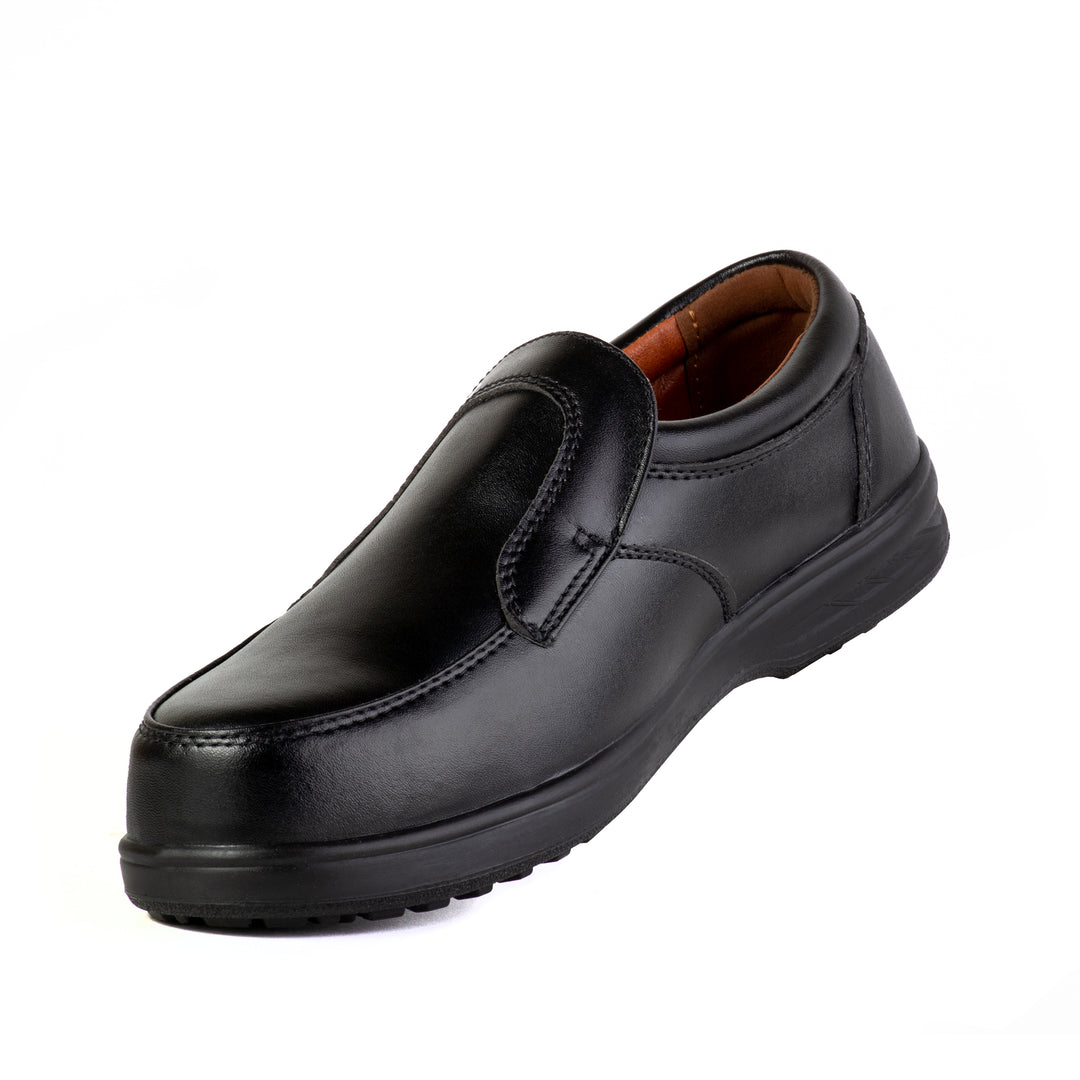 FIT Classic Safety Shoes for Men Lightweight Comfortable Office & Work Shoes with Microfiber Upper, Breathable Mesh Lining & Slip Resistant Sole - Black