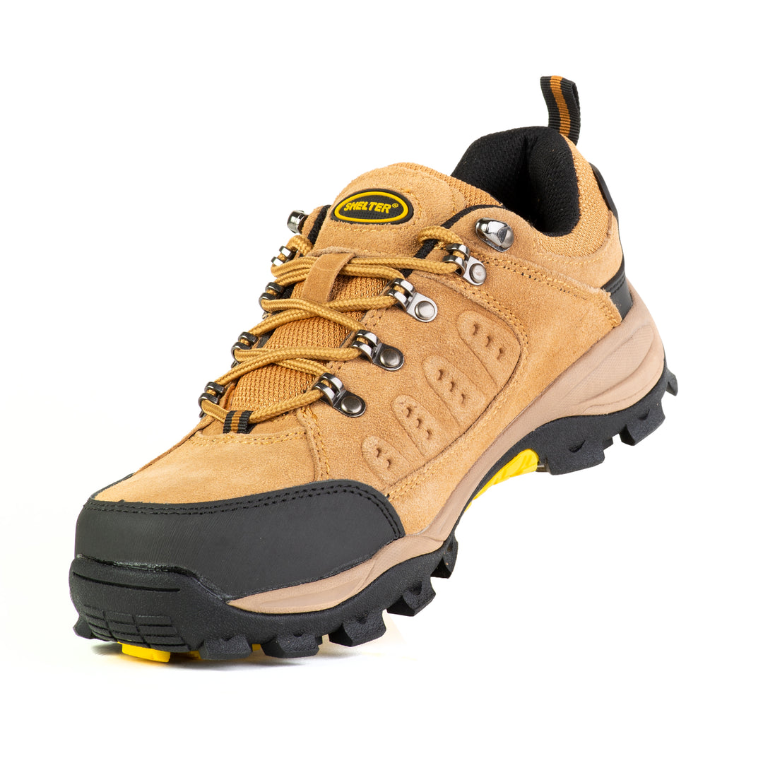 Shelter SH303 Industrial Safety Shoes for Men Steel Toe Work Shoes with Cow Split Leather, Breathable Mesh Lining & Slip-Resistant Sole