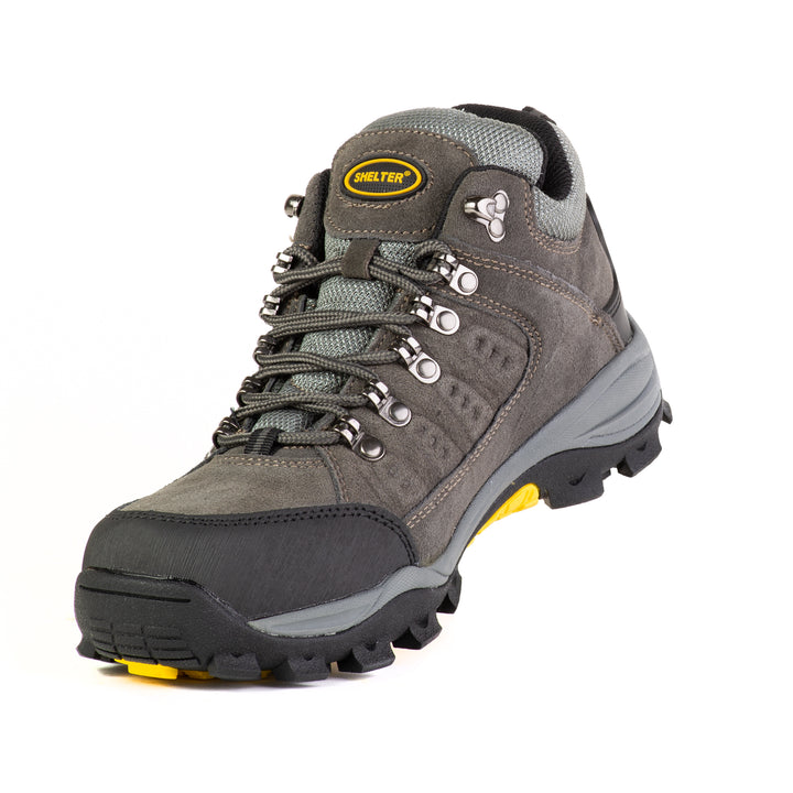 Shelter SH302 Industrial Safety Shoes for Men Durable Steel Toe Work Shoes with Cow Split Leather, Breathable Mesh Lining & Slip-Resistant Sole