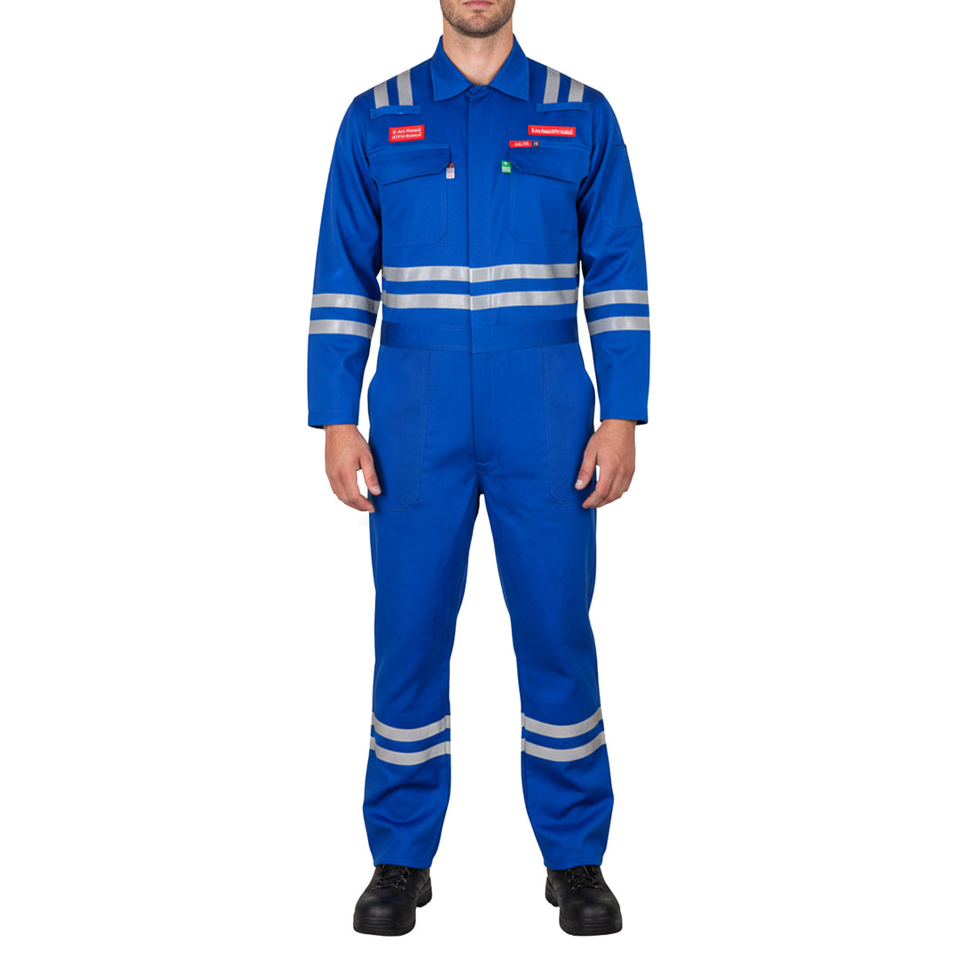 Shelter Leopard 600 FR 8 CAL ATPV Coverall with CAT 2, 100% Cotton, 1” Reflective Tape, NFPA & ASTM Certified