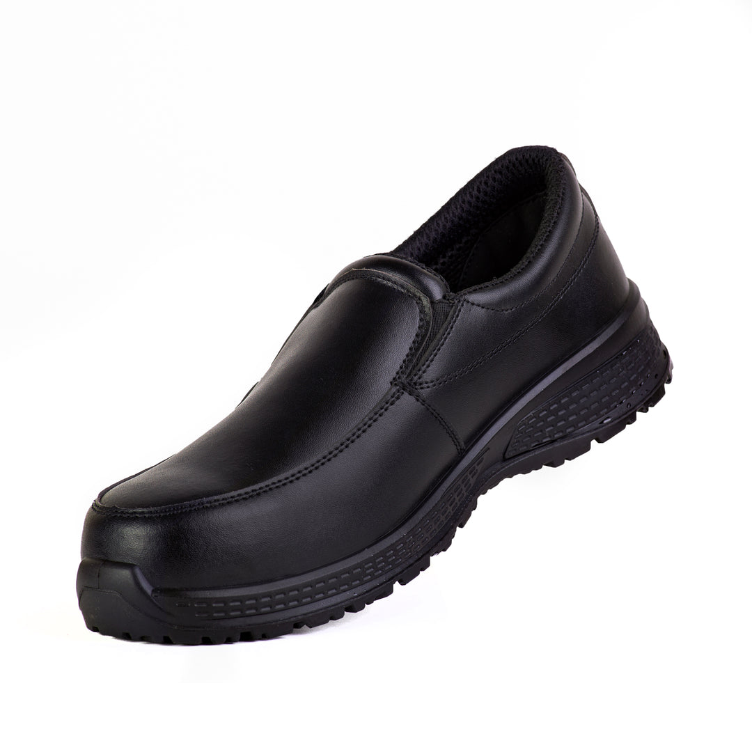 FIT 008 Safety Shoes for Men Lightweight Comfortable Office & Work Shoes with Microfiber Upper, Breathable Mesh Lining & Slip Resistant Sole - Black