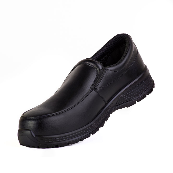 FIT 008 Safety Shoes for Men Lightweight Comfortable Office & Work Shoes with Microfiber Upper, Breathable Mesh Lining & Slip Resistant Sole - Black