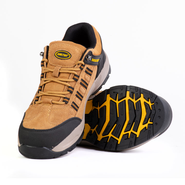 Shelter SH-300 Industrial Safety Shoes for Men Durable Steel Toe Work Shoes with Breathable Mesh Upper, Slip-Resistant Sole & Shock Absorption