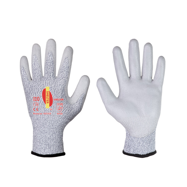 Shelter Protector HG5425 Mixed Liner with Grey PU Coated Gloves - Grey