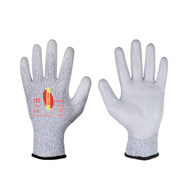Shelter Protector HG5425 Mixed Liner with Grey PU Coated Gloves - Grey