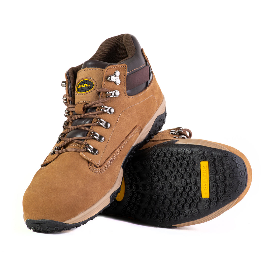 Shelter SH917 Industrial Safety Shoes for Men with Composite Toe, Durable Nubuck Upper, Slip-Resistant Sole & Breathable Lining
