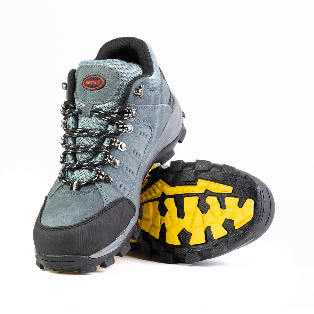 Shelter SH302 Industrial Safety Shoes for Men Durable Steel Toe Work Shoes with Cow Split Leather, Breathable Mesh Lining & Slip-Resistant Sole