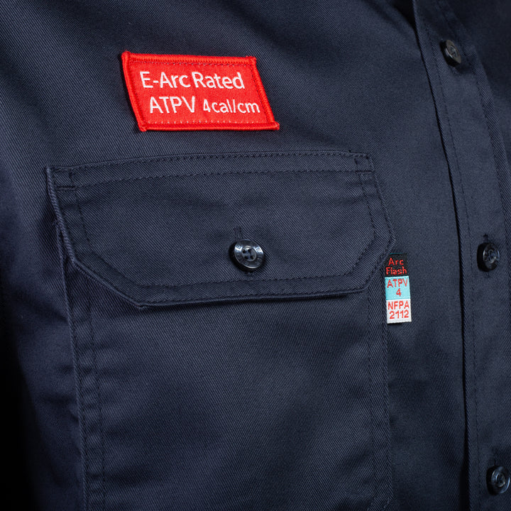 Shelter Panda 201 FR 4 CAL/cm² Arc Flash Protection Shirt 99% Cotton, 1% Antistatic, NFPA 2112, ASTM F1959