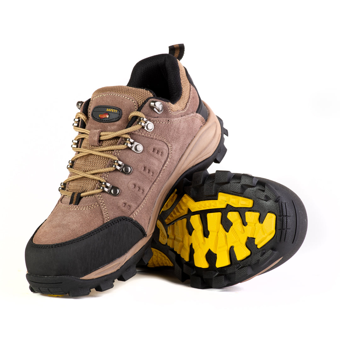 Shelter SH303 Industrial Safety Shoes for Men Steel Toe Work Shoes with Cow Split Leather, Breathable Mesh Lining & Slip-Resistant Sole