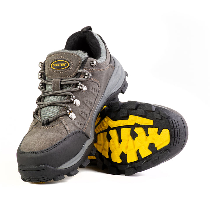 Shelter SH303 Industrial Safety Shoes for Men Steel Toe Work Shoes with Cow Split Leather, Breathable Mesh Lining & Slip-Resistant Sole