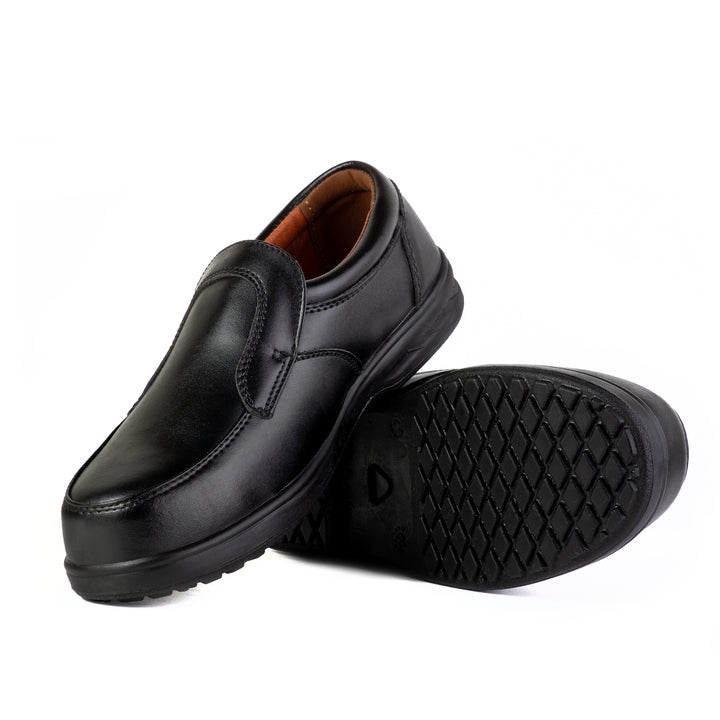 FIT Classic Safety Shoes for Men Lightweight Comfortable Office & Work Shoes with Microfiber Upper, Breathable Mesh Lining & Slip Resistant Sole - Black