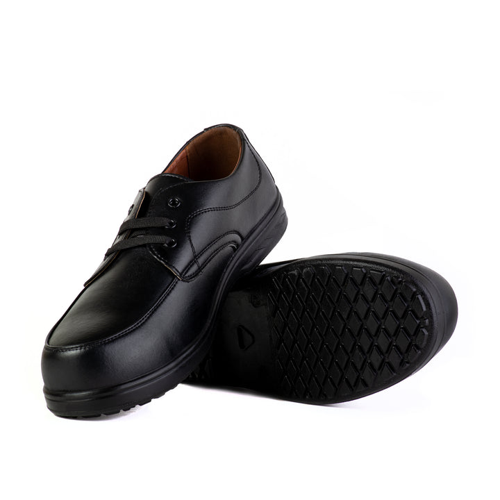 FIT Classic Safety Shoes for Men Lightweight Comfortable Office & Work Shoes with Microfiber Upper, Breathable Mesh Lining & Slip Resistant Sole - Black