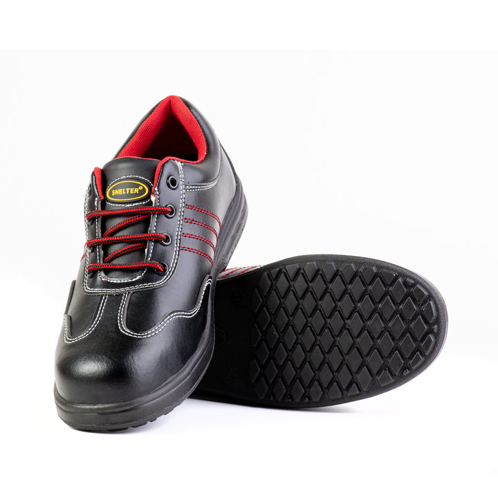 Shelter SH805L Women’s Industrial Safety Shoes Steel Toe, Anti-Slip, Breathable Lining - Black