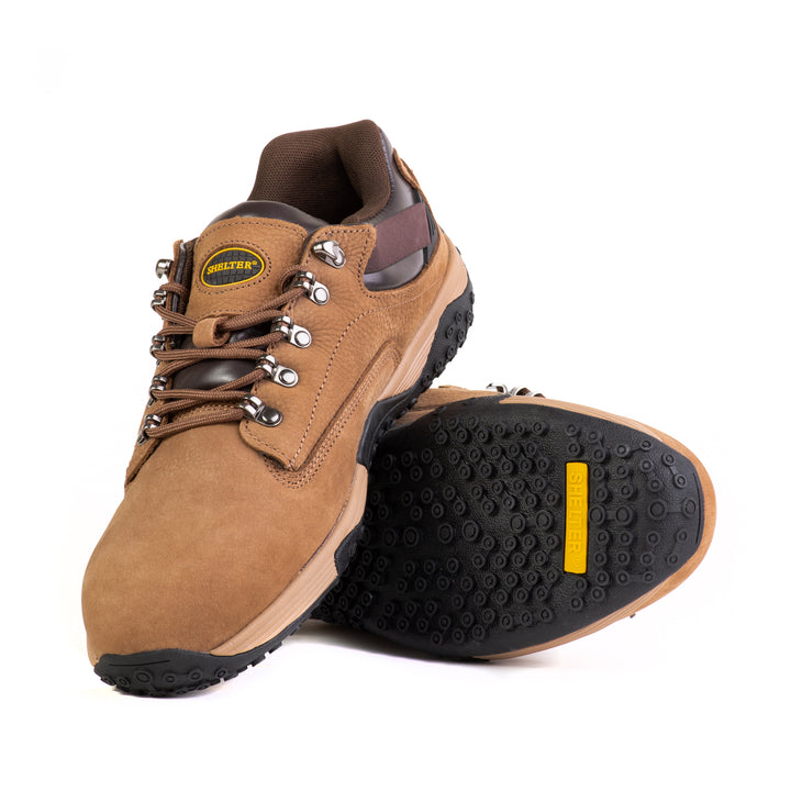 Shelter SH916 Industrial Safety Shoes for Men Durable Composite Toe Work Shoes with Nubuck Upper, Breathable Mesh Lining & Slip-Resistant Sole