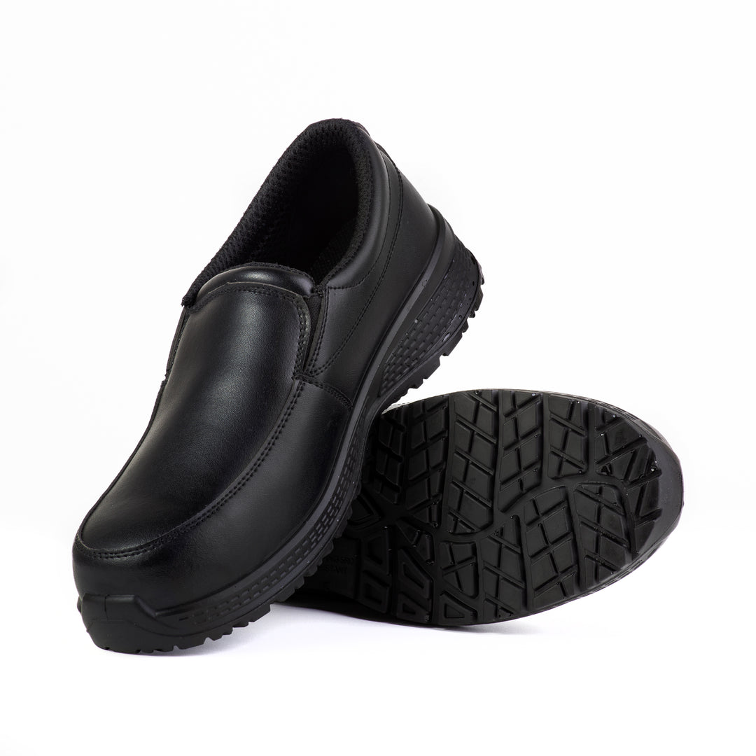 FIT 008 Safety Shoes for Men Lightweight Comfortable Office & Work Shoes with Microfiber Upper, Breathable Mesh Lining & Slip Resistant Sole - Black