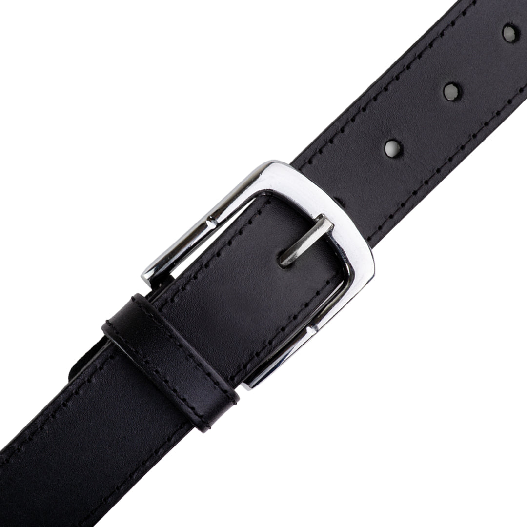 Men's Genuine Leather Belt Classic Black Formal & Casual Belt with Metal Pin Buckle