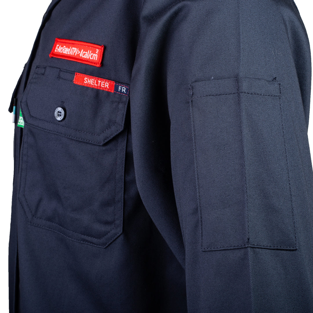 Shelter Panda 201 FR 4 CAL/cm² Arc Flash Protection Shirt 99% Cotton, 1% Antistatic, NFPA 2112, ASTM F1959