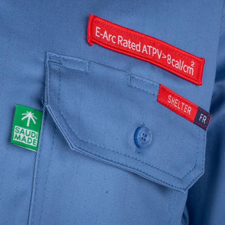 Shelter Leopard 600 8 CAL ATPV FR Shirt with 100% Cotton and CAT 2, NFPA 70E & ASTM Certified Workwear