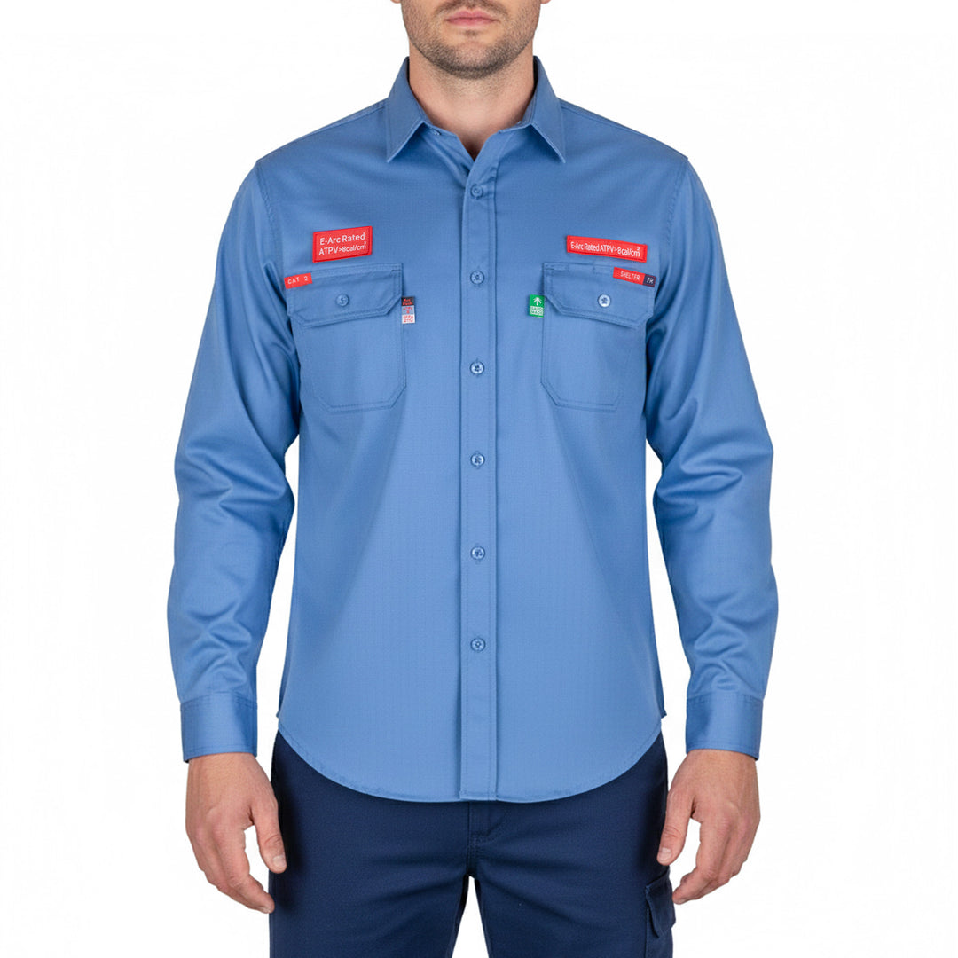 Shelter Leopard 600 8 CAL ATPV FR Shirt with 100% Cotton and CAT 2, NFPA 70E & ASTM Certified Workwear