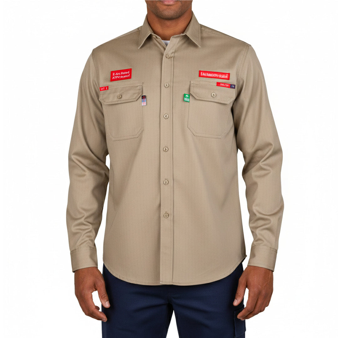 Shelter Leopard 600 8 CAL ATPV FR Shirt with 100% Cotton and CAT 2, NFPA 70E & ASTM Certified Workwear