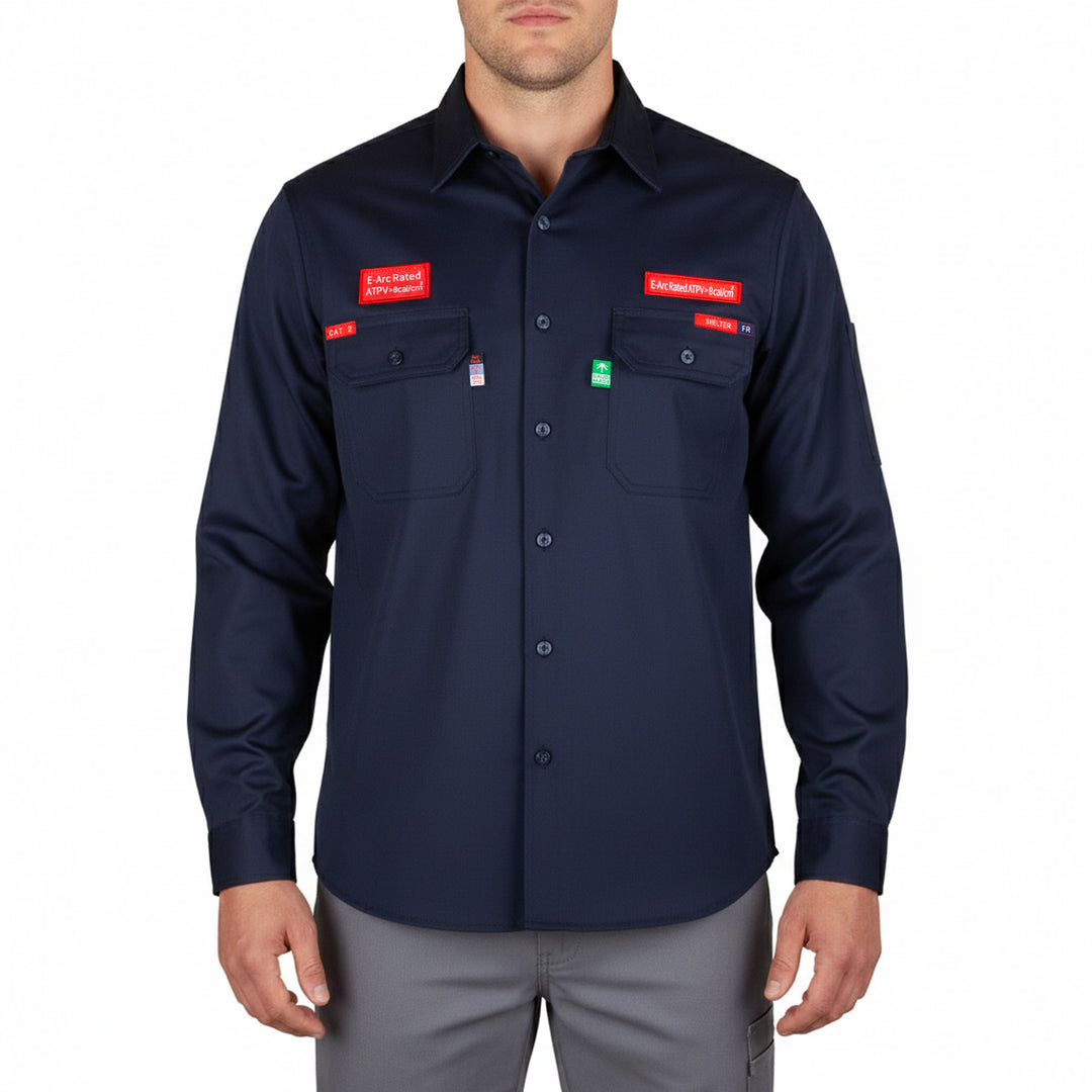 Shelter Leopard 600 8 CAL ATPV FR Shirt with 100% Cotton and CAT 2, NFPA 70E & ASTM Certified Workwear