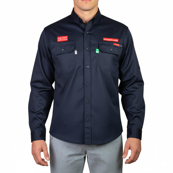 Shelter Panda 201 FR 4 CAL/cm² Arc Flash Protection Shirt 99% Cotton, 1% Antistatic, NFPA 2112, ASTM F1959