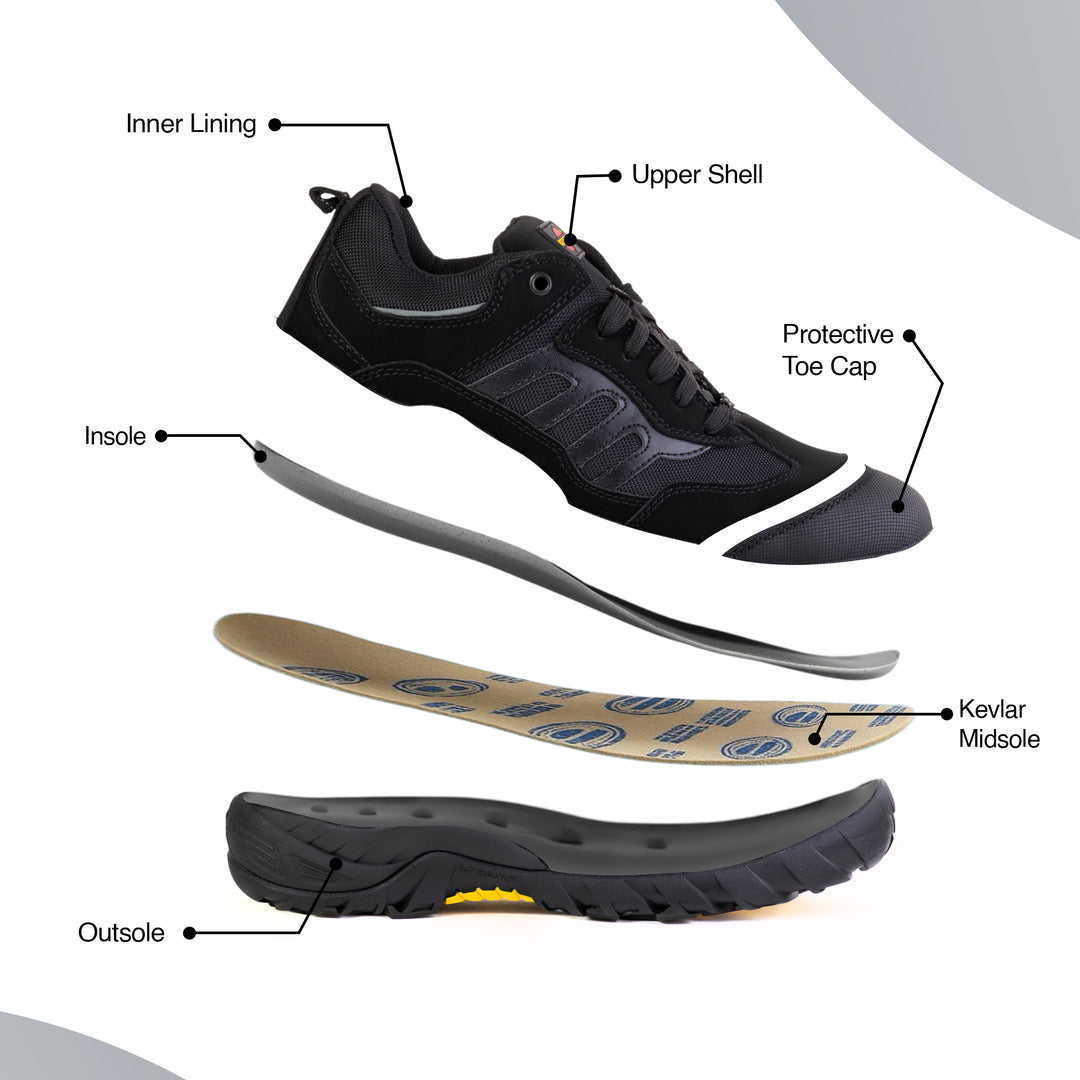 Shelter SH908 Industrial Safety Shoes for Men Lightweight Work Shoes with Composite Toe, Kevlar Insole, Breathable Mesh Lining & Slip-Resistant Sole