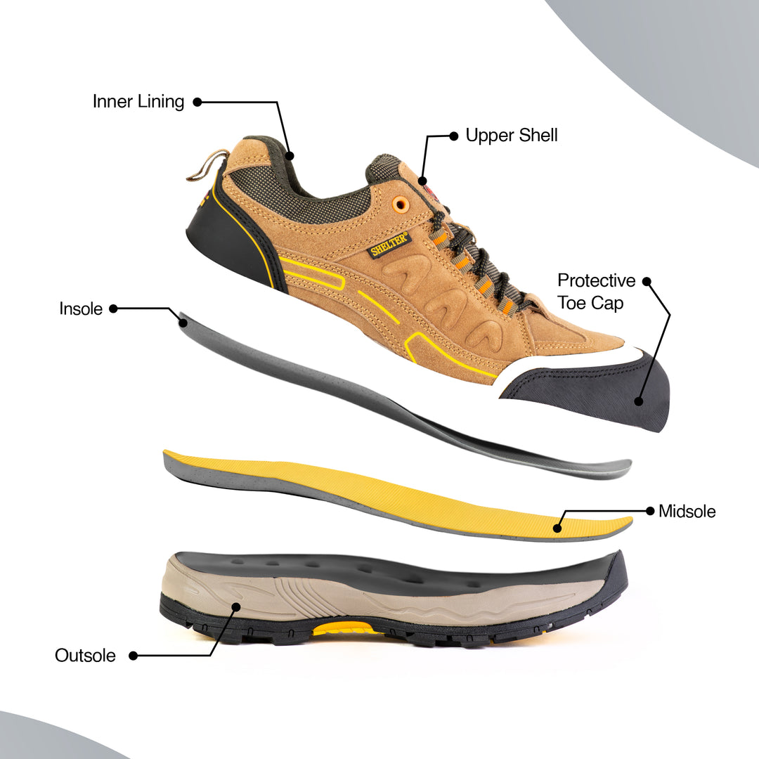 Shelter SH305 Safety Shoes Durable Cow Split Leather Upper with Steel Toe Cap for Maximum Protection