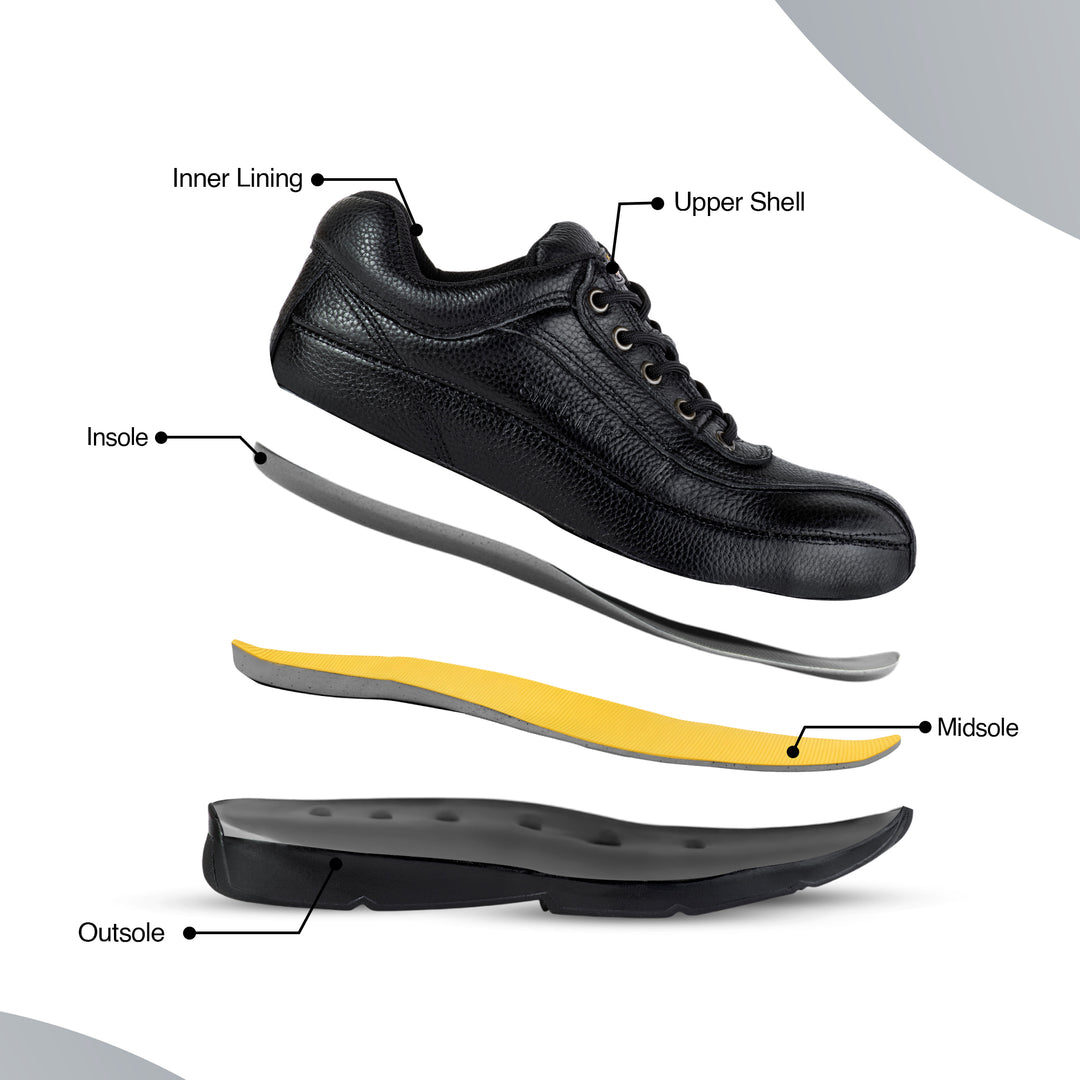 Shelter SH707S Industrial Safety Shoes with Steel Toe, Protection, and Comfort - Black