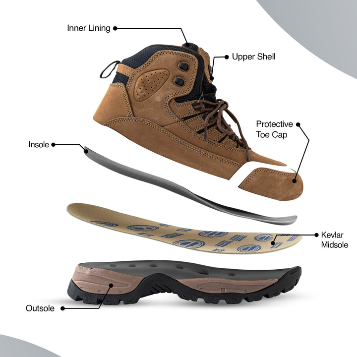 Shelter SH900 Industrial Safety Shoes Lightweight Nubuck Upper with Composite Toe and Kevlar Anti-Puncture Insole
