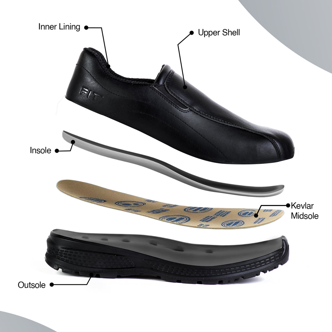 FIT 009 Safety Shoes with Composite Toe & Kevlar Insole - Black