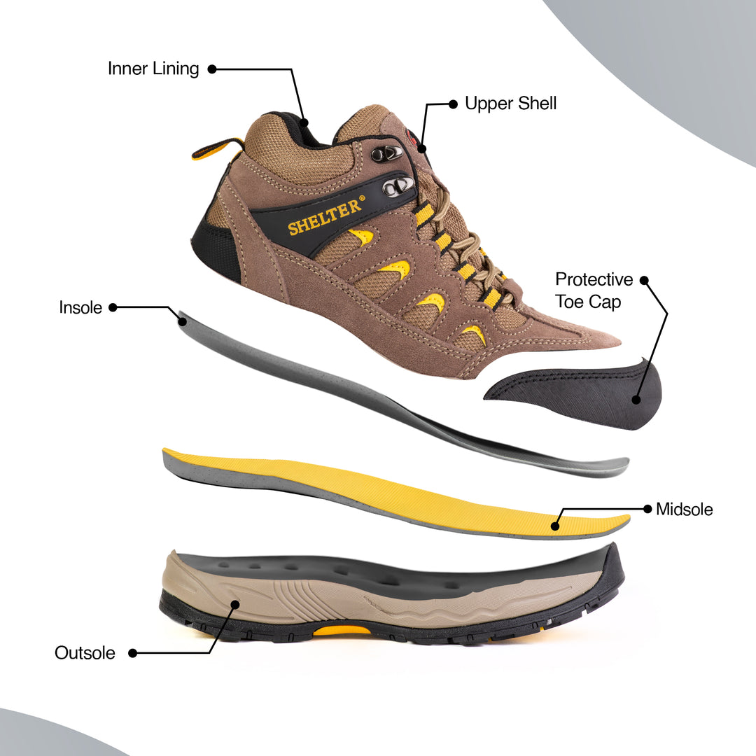 Shelter SH307 Industrial Safety Shoes with Steel Toe and Cow Split Leather