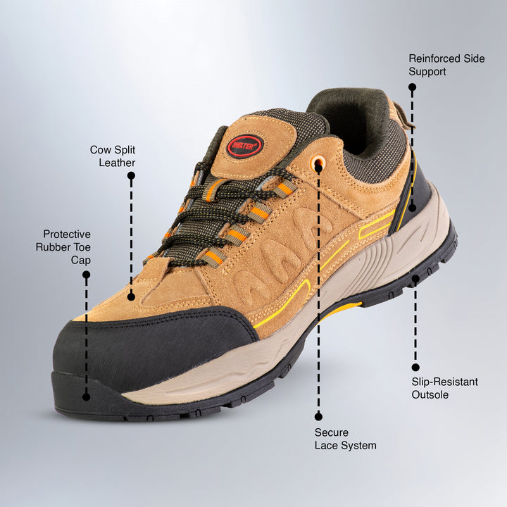 Shelter SH305 Safety Shoes Durable Cow Split Leather Upper with Steel Toe Cap for Maximum Protection