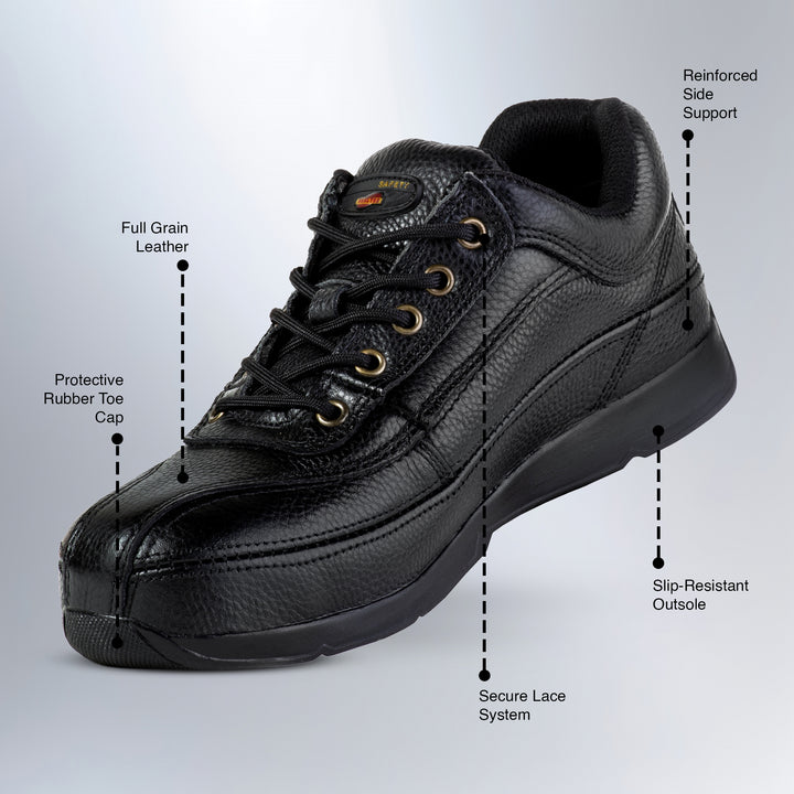 Shelter SH707S Industrial Safety Shoes with Steel Toe, Protection, and Comfort - Black