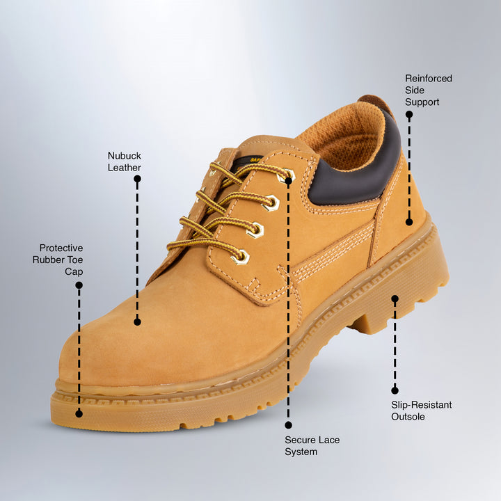 Shelter SH591 Safety Shoes Tan Nubuck Upper with Steel Toe and Slip-Resistant Rubber Sole