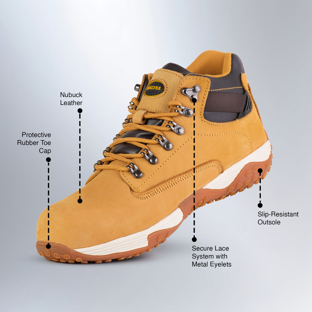 Shelter SH917 Industrial Safety Shoes for Men with Composite Toe, Durable Nubuck Upper, Slip-Resistant Sole & Breathable Lining