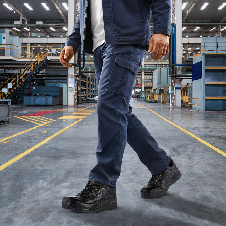 Shelter SH707S Industrial Safety Shoes with Steel Toe, Protection, and Comfort - Black