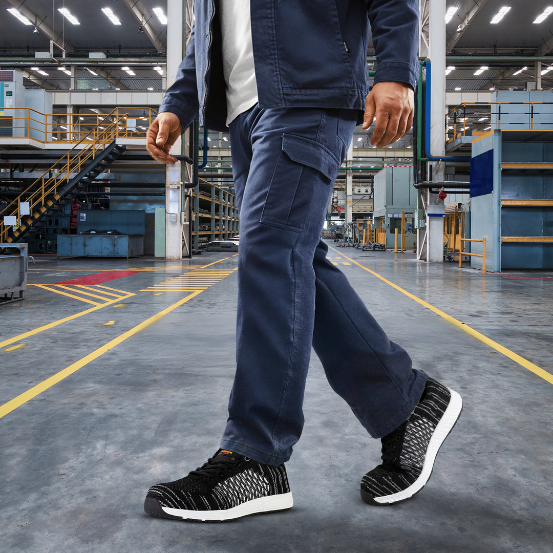 Shelter SH401 Industrial Safety Shoes for Men Lightweight Breathable Work Shoes with Composite Toe, Anti Puncture and Slip Resistant Sole - Black